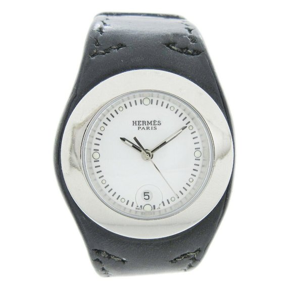 Authentic HERMES HA3.210 Arne Ladies Quartz Wristwatch Watch Silver SS - Picture 1 of 6